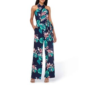 ⚘Tahari ASL Floral Halter Jersey Jumpsuit, 14